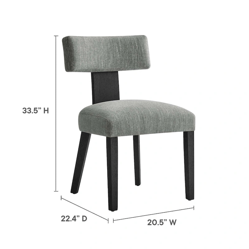 Modern Armless Fabric Dining Chair with Wood Legs, Set of 2