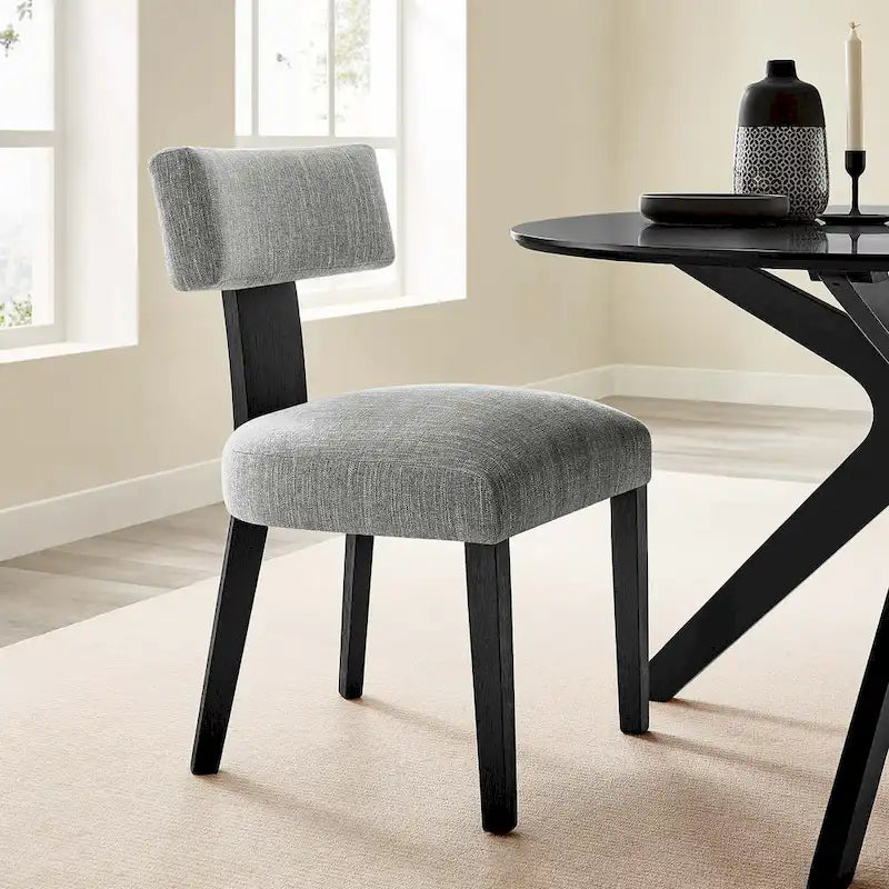 Modern Armless Fabric Dining Chair with Wood Legs, Set of 2