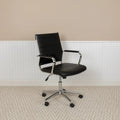 Mid-Back Ribbed Office Chair with Chrome Arms and Lumbar Support