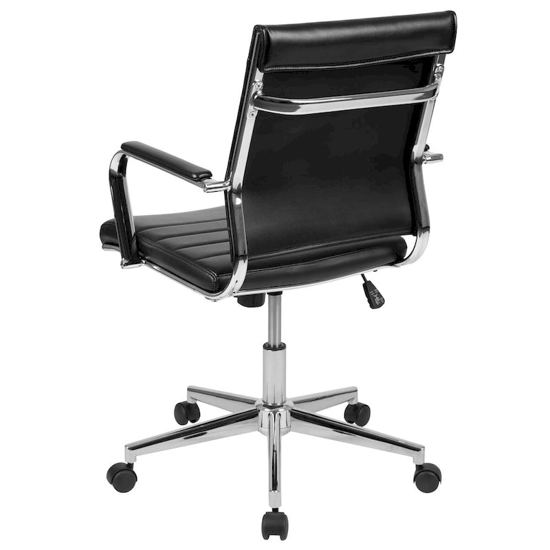 Mid-Back Ribbed Office Chair with Chrome Arms and Lumbar Support