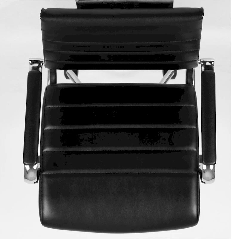 Mid-Back Ribbed Office Chair with Chrome Arms and Lumbar Support