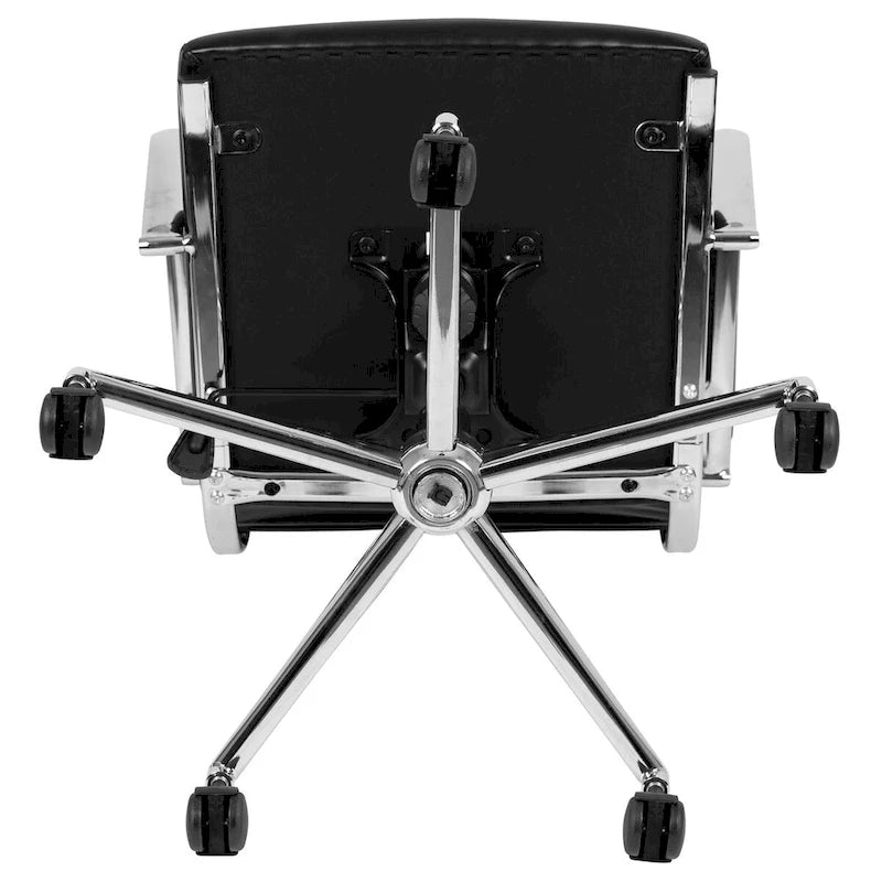 Mid-Back Ribbed Office Chair with Chrome Arms and Lumbar Support