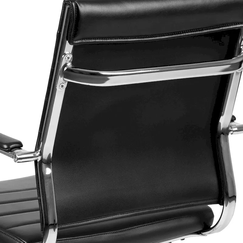 Mid-Back Ribbed Office Chair with Chrome Arms and Lumbar Support