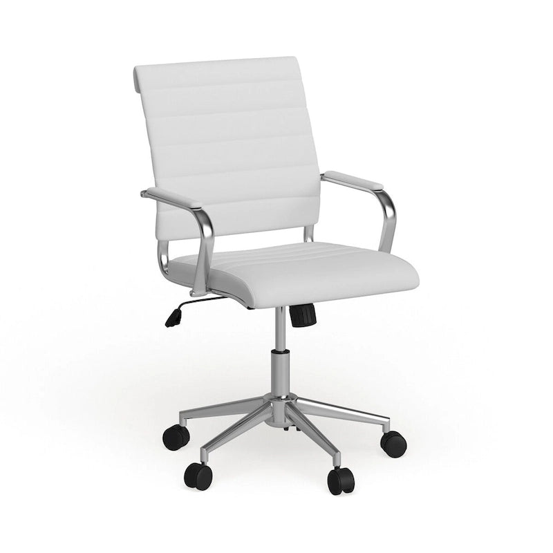 Mid-Back Ribbed Office Chair with Chrome Arms and Lumbar Support