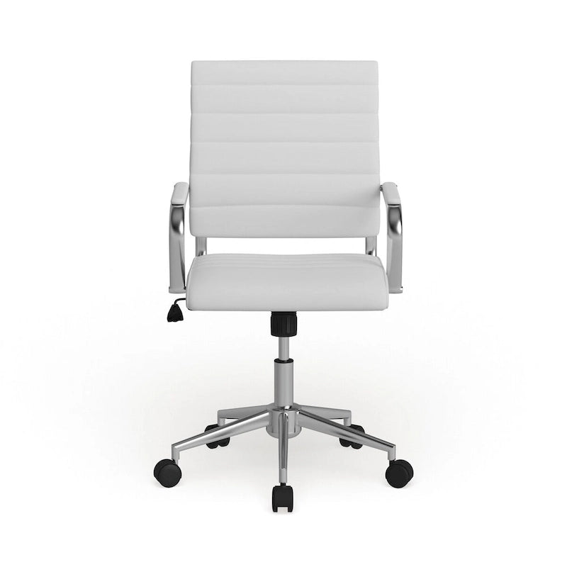 Mid-Back Ribbed Office Chair with Chrome Arms and Lumbar Support