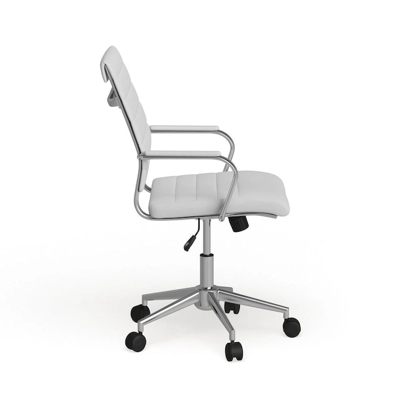 Mid-Back Ribbed Office Chair with Chrome Arms and Lumbar Support