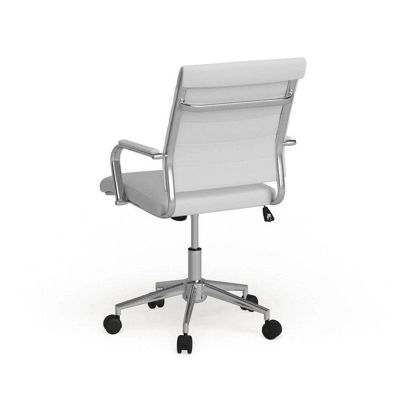 Mid-Back Ribbed Office Chair with Chrome Arms and Lumbar Support