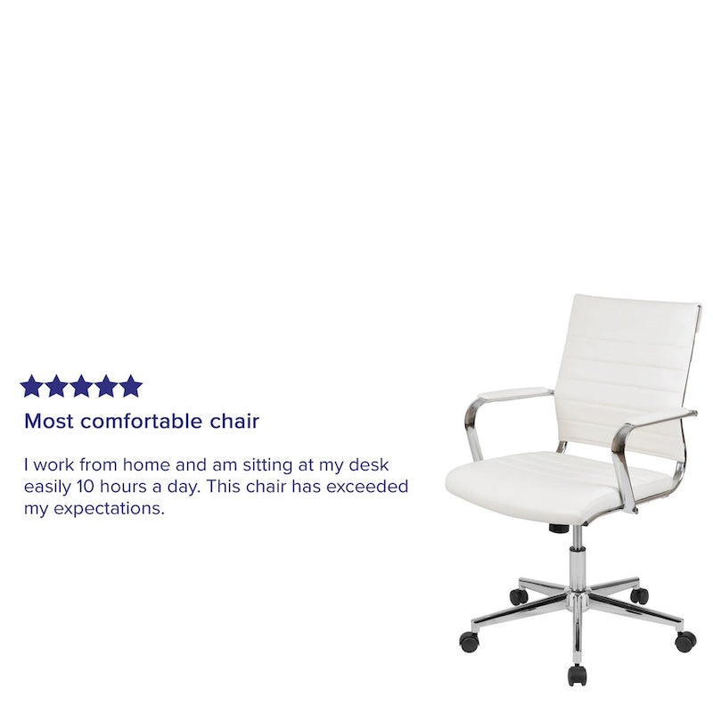 Mid-Back Ribbed Office Chair with Chrome Arms and Lumbar Support