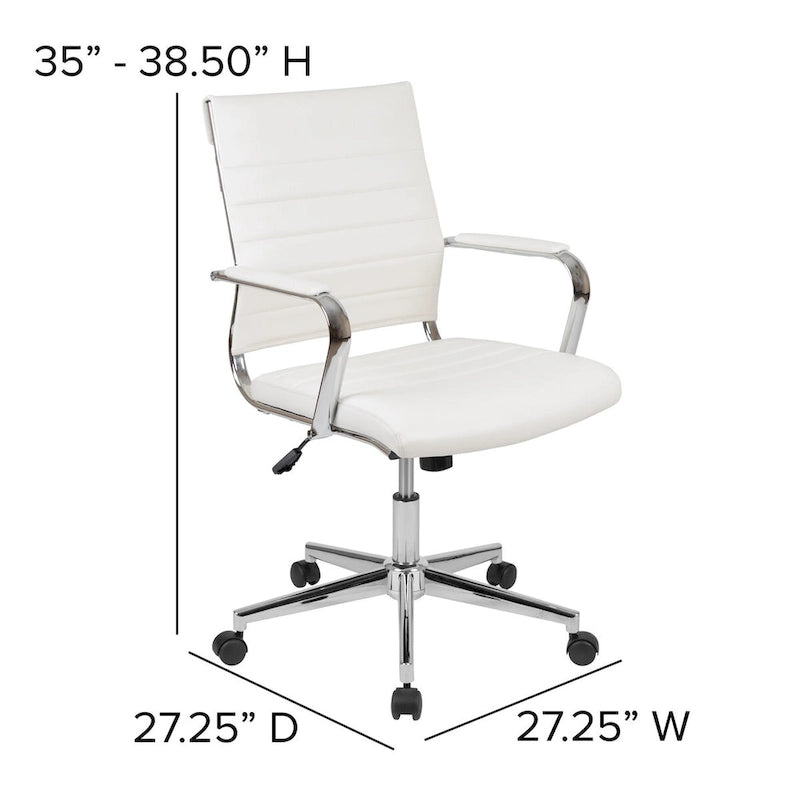 Mid-Back Ribbed Office Chair with Chrome Arms and Lumbar Support