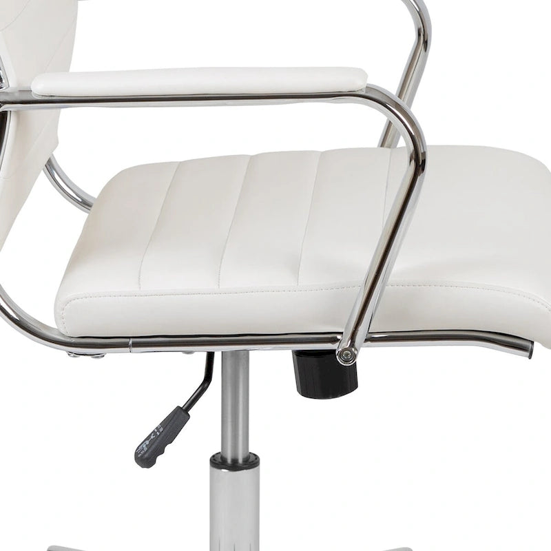 Mid-Back Ribbed Office Chair with Chrome Arms and Lumbar Support