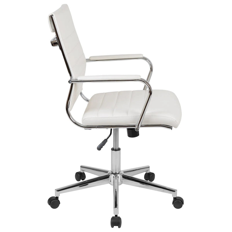 Mid-Back Ribbed Office Chair with Chrome Arms and Lumbar Support