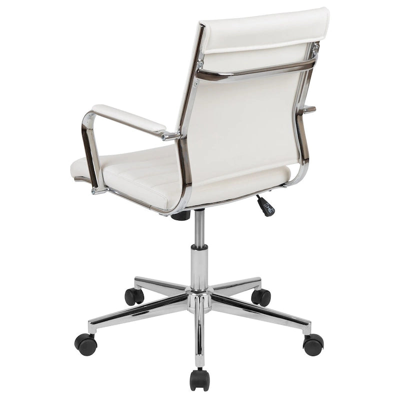 Mid-Back Ribbed Office Chair with Chrome Arms and Lumbar Support