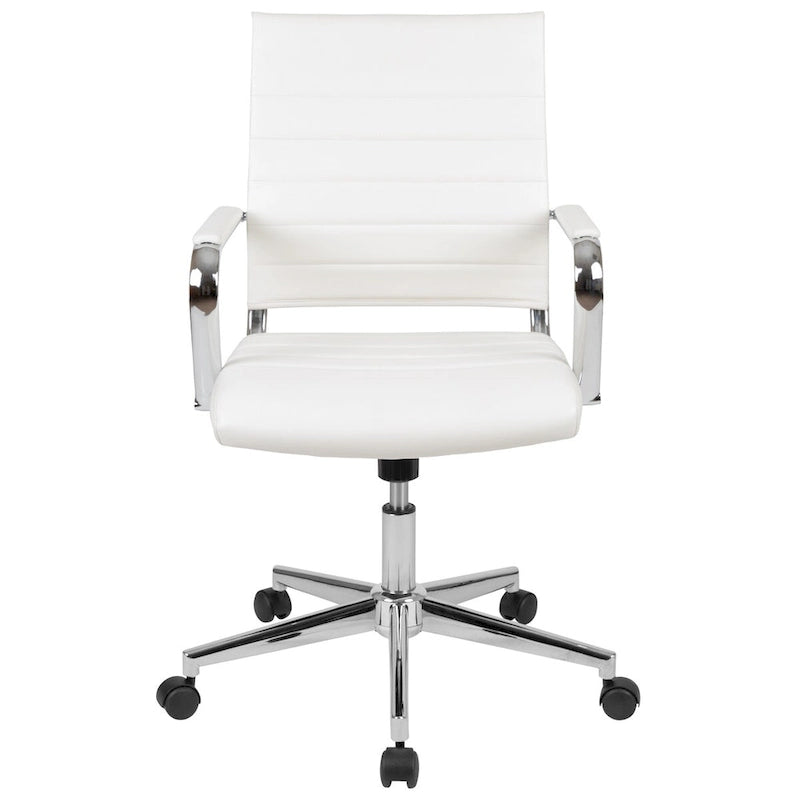 Mid-Back Ribbed Office Chair with Chrome Arms and Lumbar Support