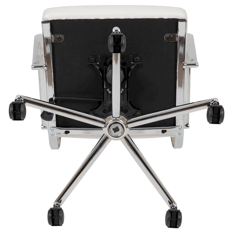 Mid-Back Ribbed Office Chair with Chrome Arms and Lumbar Support