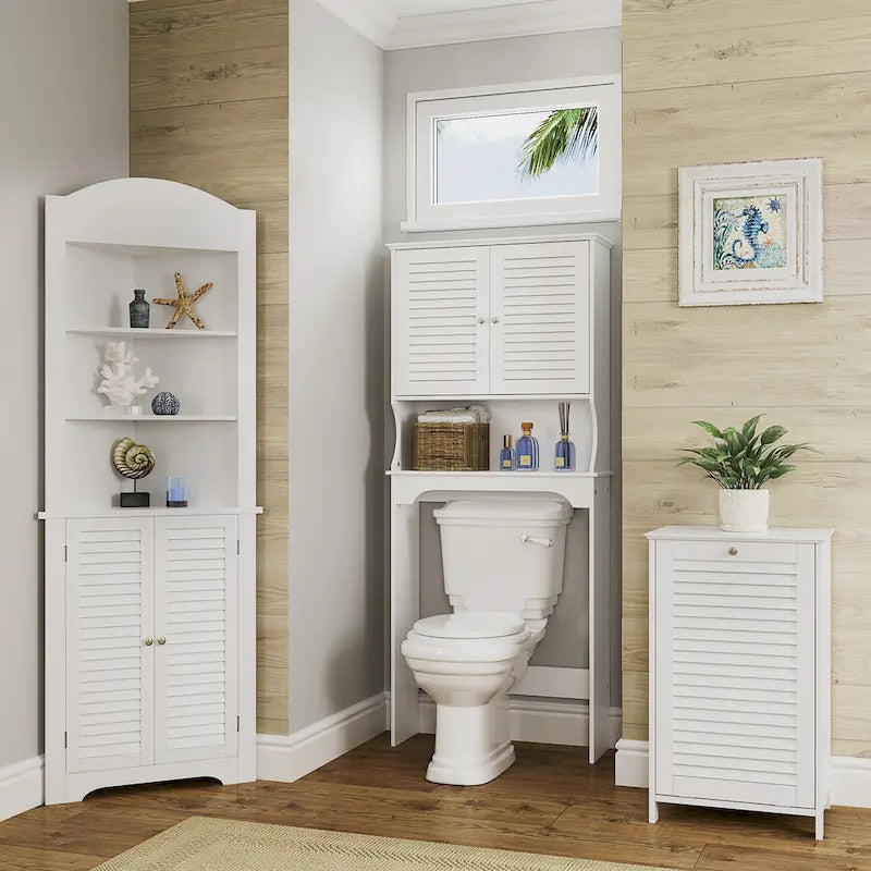 Tilt-Out Laundry Hamper Cabinet with Removable Cloth Bag, White