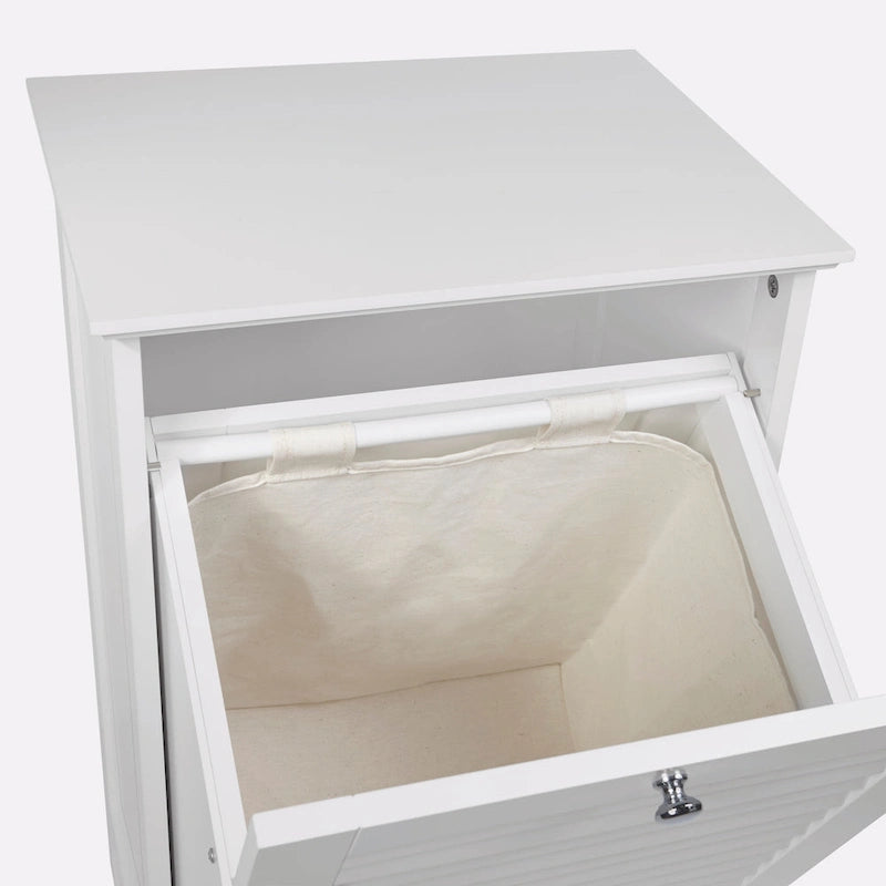 Tilt-Out Laundry Hamper Cabinet with Removable Cloth Bag, White
