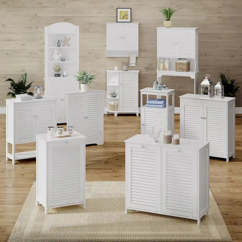 Tilt-Out Laundry Hamper Cabinet with Removable Cloth Bag, White