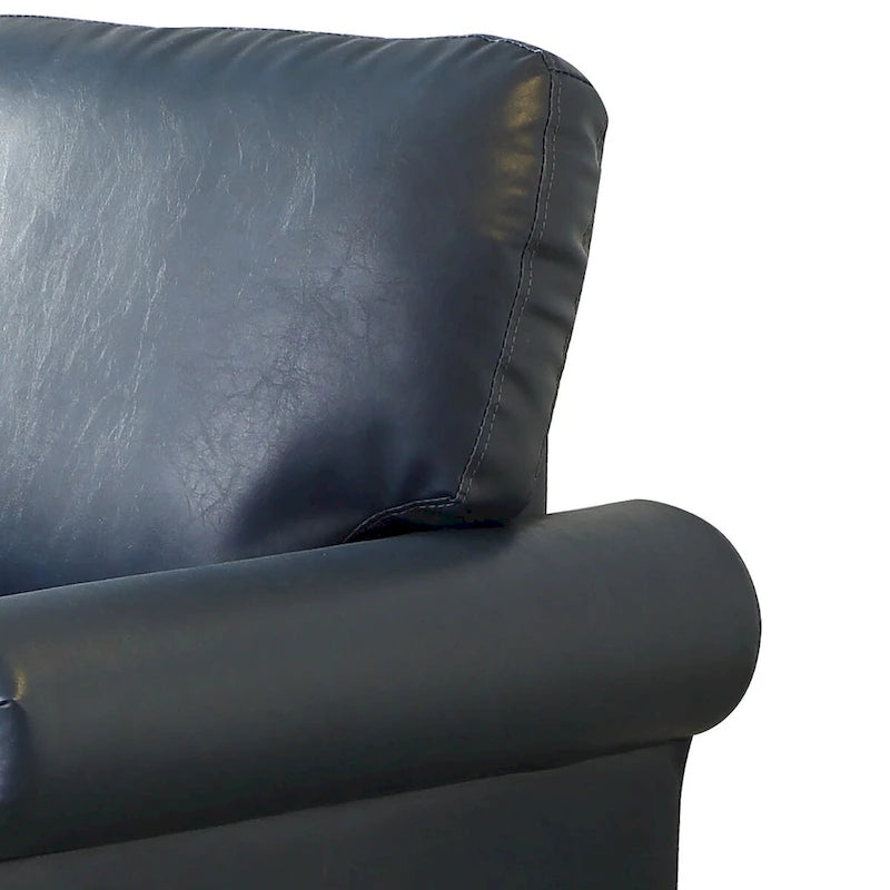 Vintage PU Leather Armchair with Nailhead Trim and Wood Legs, Indoor