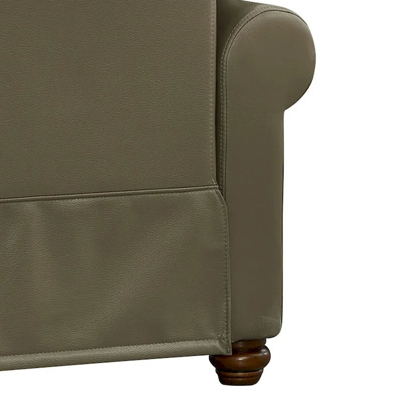 Vintage PU Leather Armchair with Nailhead Trim and Wood Legs, Indoor