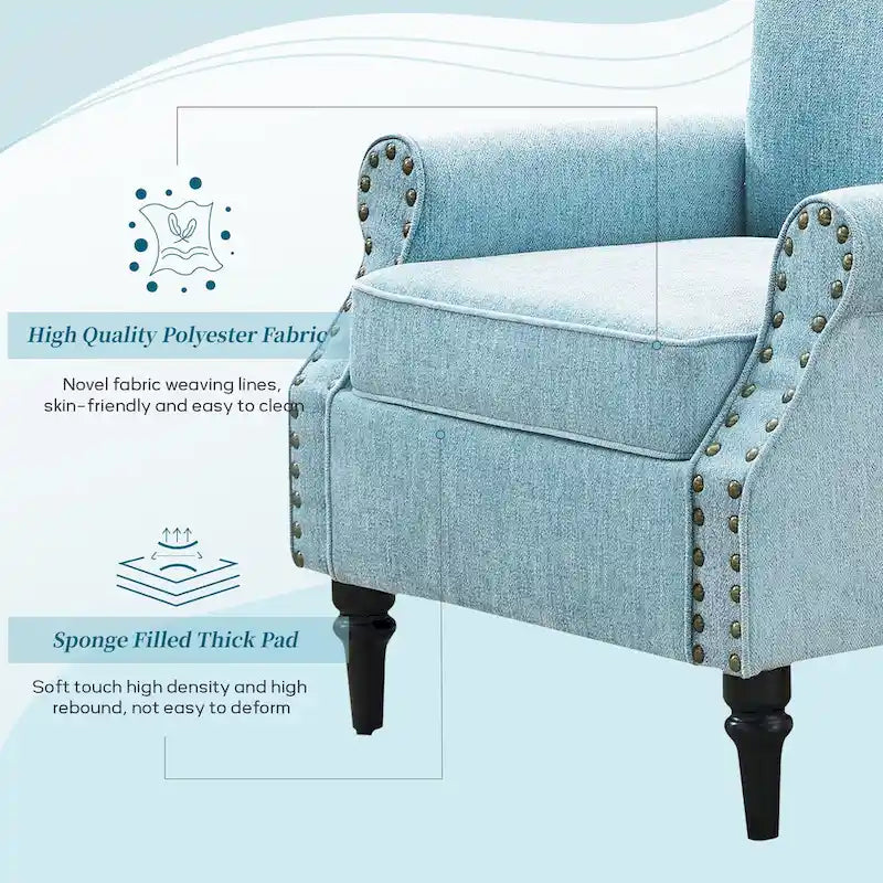 Mid-Century Upholstered Accent Armchair with Solid Wood Legs
