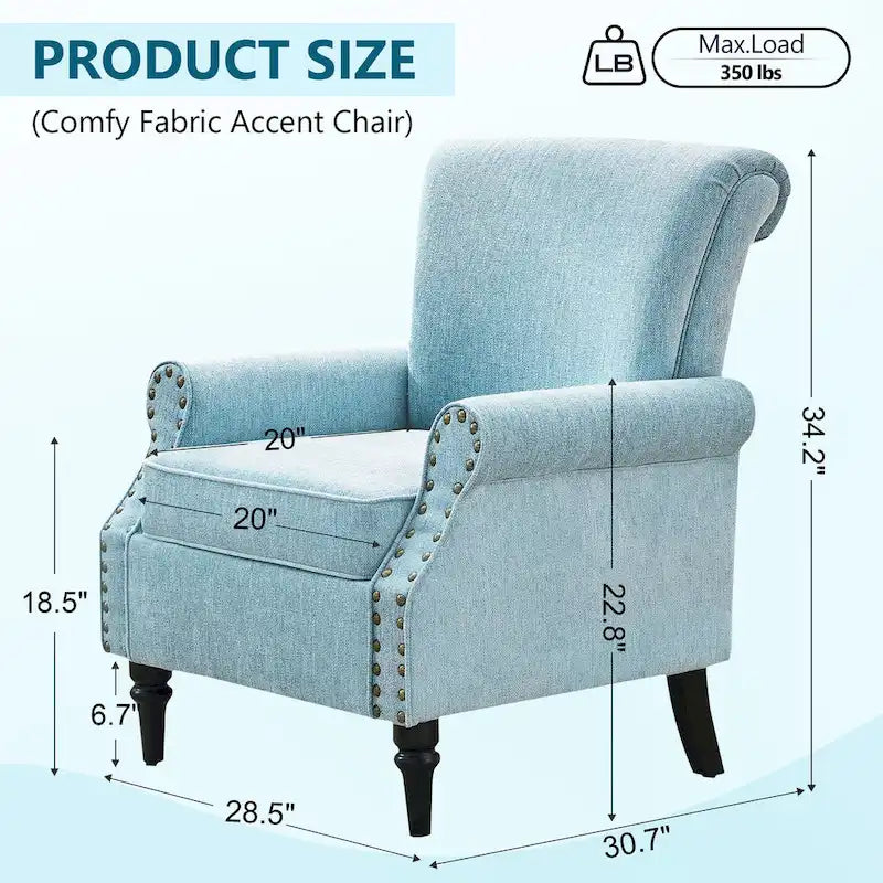 Mid-Century Upholstered Accent Armchair with Solid Wood Legs