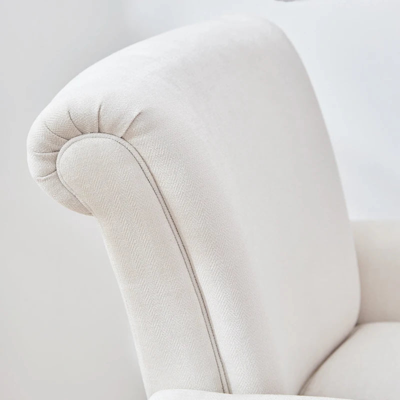 Mid-Century Upholstered Accent Armchair with Solid Wood Legs
