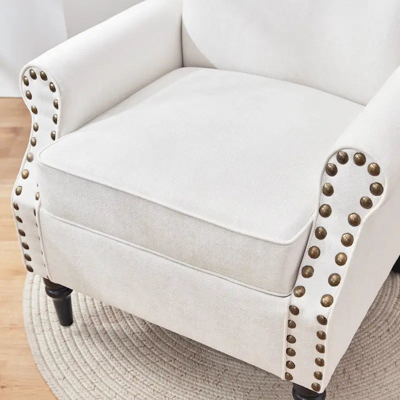 Mid-Century Upholstered Accent Armchair with Solid Wood Legs